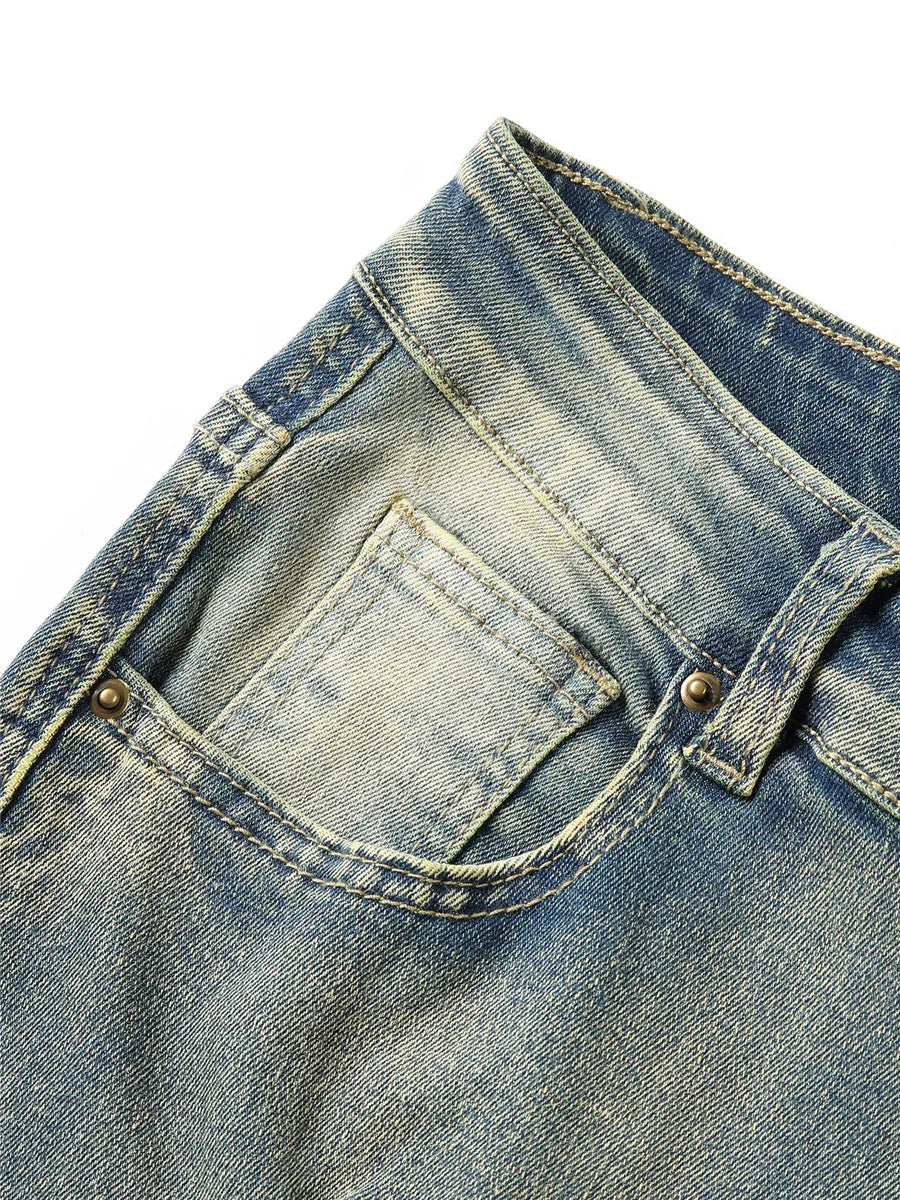 Casual Denim Ripped Multi Pockets Jeans